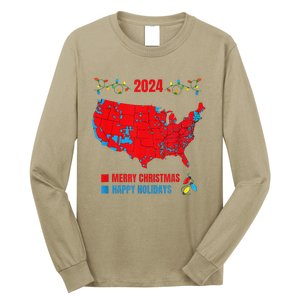 2024 Electoral Map Merry Christmas Trump Landslide Holiday Long Sleeve Shirt