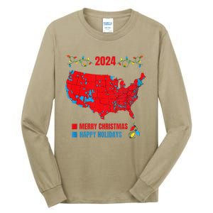 2024 Electoral Map Merry Christmas Trump Landslide Holiday Tall Long Sleeve T-Shirt