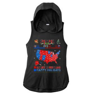 2024 Electoral Map Merry Christmas Trump Landslide Holiday Ladies PosiCharge Tri-Blend Wicking Draft Hoodie Tank