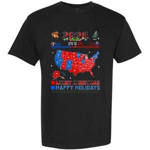 2024 Electoral Map Merry Christmas Trump Landslide Holiday Garment-Dyed Heavyweight T-Shirt