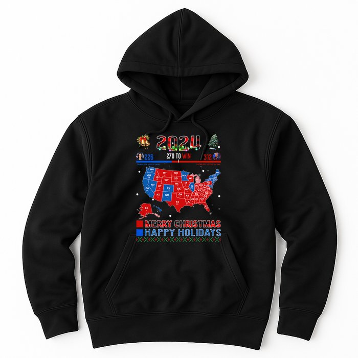 2024 Electoral Map Merry Christmas Trump Landslide Holiday Hoodie