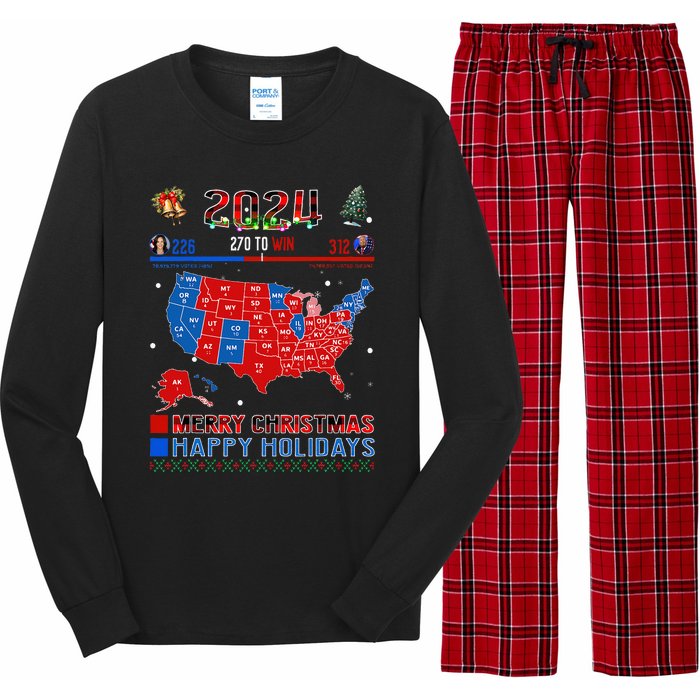 2024 Electoral Map Merry Christmas Trump Landslide Holiday Long Sleeve Pajama Set