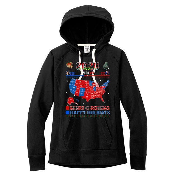 2024 Electoral Map Merry Christmas Trump Landslide Holiday Women's Fleece Hoodie