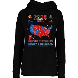 2024 Electoral Map Merry Christmas Trump Landslide Holiday Womens Funnel Neck Pullover Hood