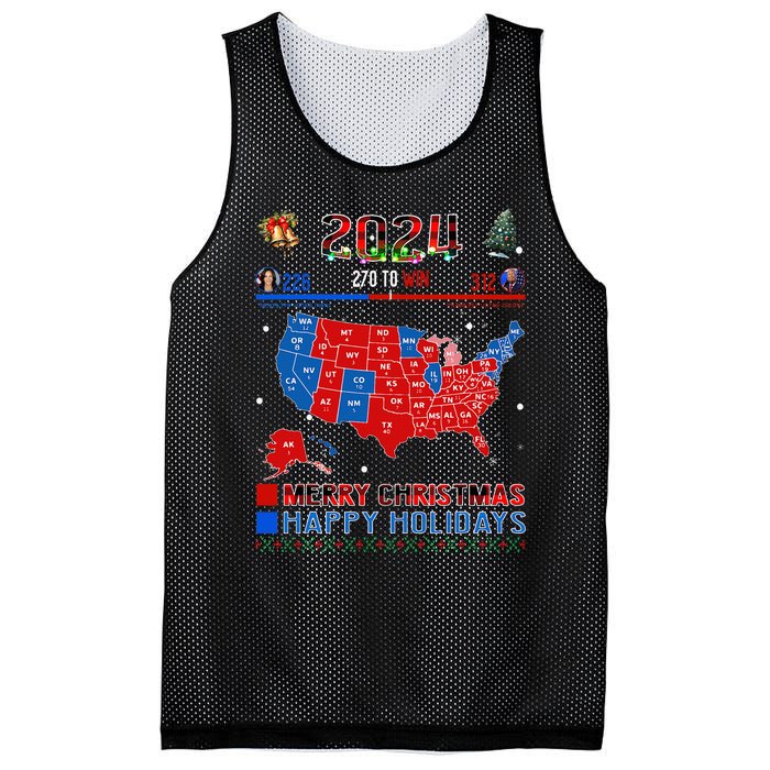 2024 Electoral Map Merry Christmas Trump Landslide Holiday Mesh Reversible Basketball Jersey Tank