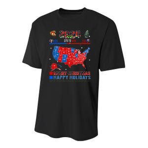 2024 Electoral Map Merry Christmas Trump Landslide Holiday Youth Performance Sprint T-Shirt