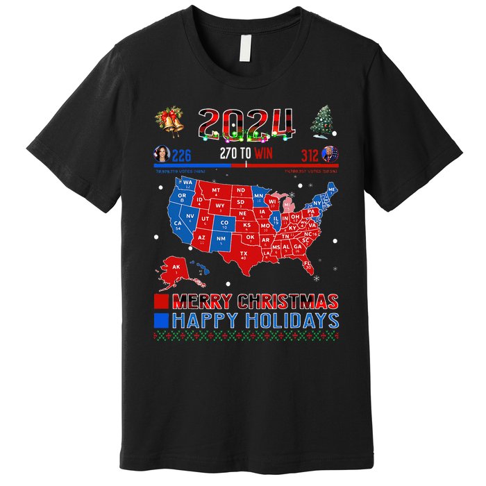 2024 Electoral Map Merry Christmas Trump Landslide Holiday Premium T-Shirt