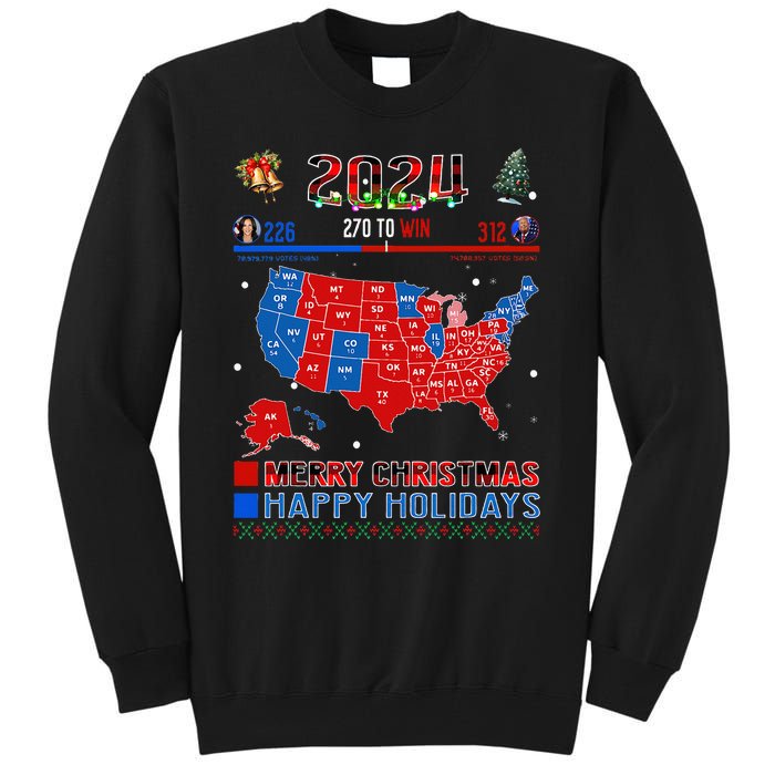 2024 Electoral Map Merry Christmas Trump Landslide Holiday Tall Sweatshirt