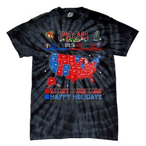 2024 Electoral Map Merry Christmas Trump Landslide Holiday Tie-Dye T-Shirt