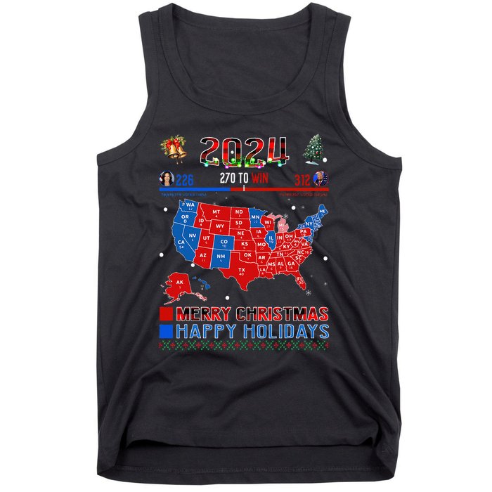 2024 Electoral Map Merry Christmas Trump Landslide Holiday Tank Top