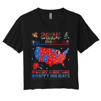 2024 Electoral Map Merry Christmas Trump Landslide Holiday Women's Crop Top Tee