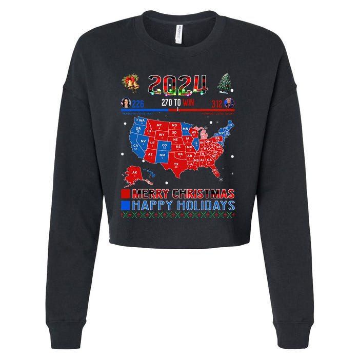 2024 Electoral Map Merry Christmas Trump Landslide Holiday Cropped Pullover Crew