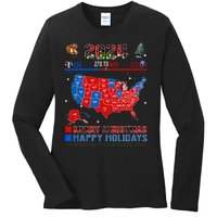 2024 Electoral Map Merry Christmas Trump Landslide Holiday Ladies Long Sleeve Shirt