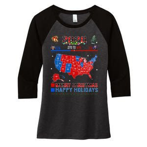 2024 Electoral Map Merry Christmas Trump Landslide Holiday Women's Tri-Blend 3/4-Sleeve Raglan Shirt