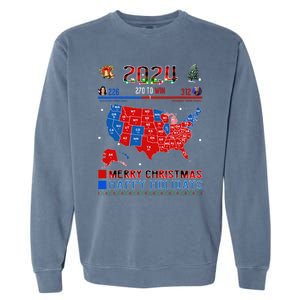 2024 Electoral Map Merry Christmas Trump Landslide Holiday Garment-Dyed Sweatshirt