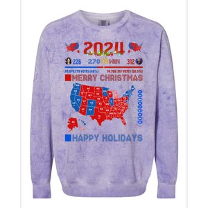 2024 Electoral Map Merry Christmas Trump Landslide Holiday Colorblast Crewneck Sweatshirt