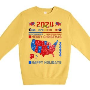 2024 Electoral Map Merry Christmas Trump Landslide Holiday Premium Crewneck Sweatshirt