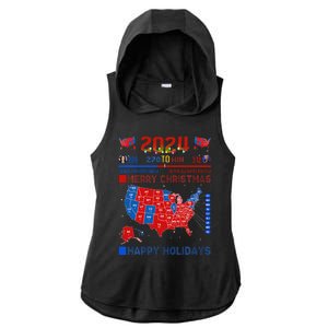 2024 Electoral Map Merry Christmas Trump Landslide Holiday Ladies PosiCharge Tri-Blend Wicking Draft Hoodie Tank