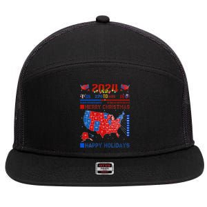 2024 Electoral Map Merry Christmas Trump Landslide Holiday 7 Panel Mesh Trucker Snapback Hat