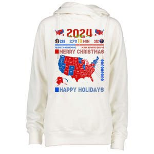 2024 Electoral Map Merry Christmas Trump Landslide Holiday Womens Funnel Neck Pullover Hood