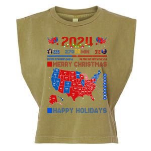 2024 Electoral Map Merry Christmas Trump Landslide Holiday Garment-Dyed Women's Muscle Tee