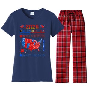 2024 Electoral Map Merry Christmas Trump Landslide Holiday Women's Flannel Pajama Set