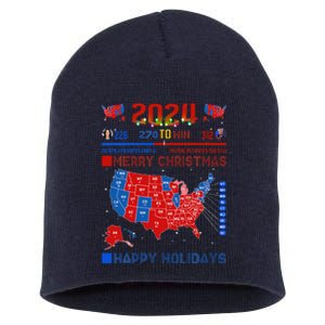 2024 Electoral Map Merry Christmas Trump Landslide Holiday Short Acrylic Beanie