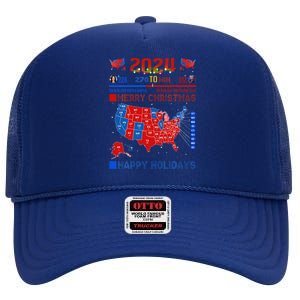 2024 Electoral Map Merry Christmas Trump Landslide Holiday High Crown Mesh Back Trucker Hat