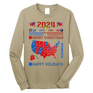 2024 Electoral Map Merry Christmas Trump Landslide Holiday Long Sleeve Shirt