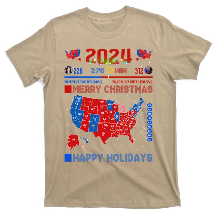 2024 Electoral Map Merry Christmas Trump Landslide Holiday T-Shirt