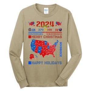 2024 Electoral Map Merry Christmas Trump Landslide Holiday Tall Long Sleeve T-Shirt