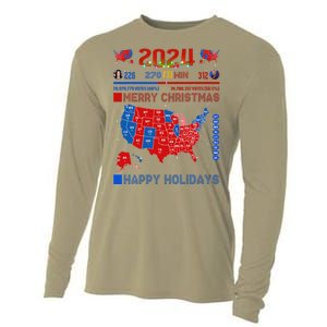 2024 Electoral Map Merry Christmas Trump Landslide Holiday Cooling Performance Long Sleeve Crew