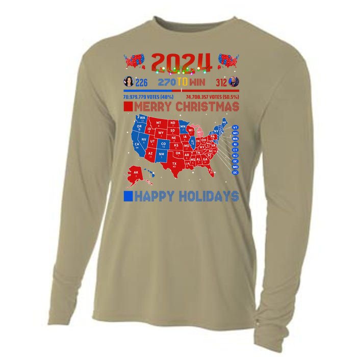 2024 Electoral Map Merry Christmas Trump Landslide Holiday Cooling Performance Long Sleeve Crew