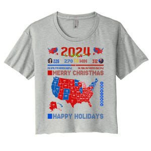 2024 Electoral Map Merry Christmas Trump Landslide Holiday Women's Crop Top Tee