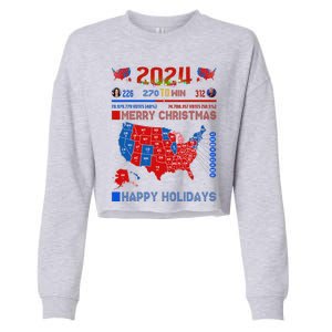 2024 Electoral Map Merry Christmas Trump Landslide Holiday Cropped Pullover Crew