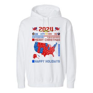 2024 Electoral Map Merry Christmas Trump Landslide Holiday Garment-Dyed Fleece Hoodie