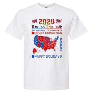 2024 Electoral Map Merry Christmas Trump Landslide Holiday Garment-Dyed Heavyweight T-Shirt