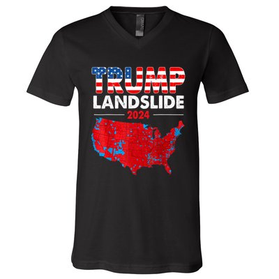 2024 Electoral Map Trump Landslide Red Election Map V-Neck T-Shirt