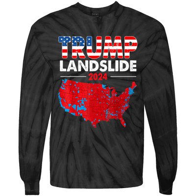 2024 Electoral Map Trump Landslide Red Election Map Tie-Dye Long Sleeve Shirt