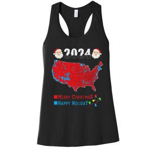 2024 Electoral Map Merry Christmas Trump Xmas Santa Claus Women's Racerback Tank