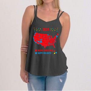 2024 Electoral Map Merry Christmas Trump Landslide Women's Strappy Tank