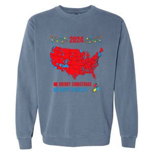 2024 Electoral Map Merry Christmas Trump Landslide Garment-Dyed Sweatshirt