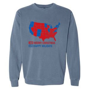 2024 Electoral Map Merry Christmas Trump Landslide Holiday Garment-Dyed Sweatshirt