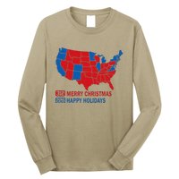 2024 Electoral Map Merry Christmas Trump Landslide Holiday Long Sleeve Shirt