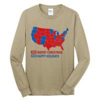 2024 Electoral Map Merry Christmas Trump Landslide Holiday Tall Long Sleeve T-Shirt