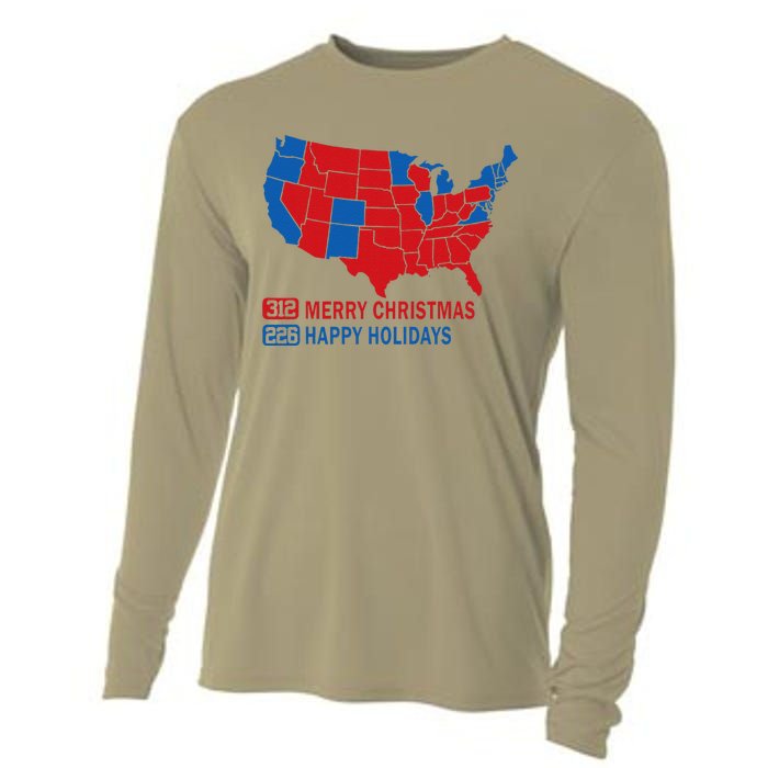 2024 Electoral Map Merry Christmas Trump Landslide Holiday Cooling Performance Long Sleeve Crew