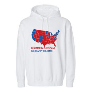 2024 Electoral Map Merry Christmas Trump Landslide Holiday Garment-Dyed Fleece Hoodie