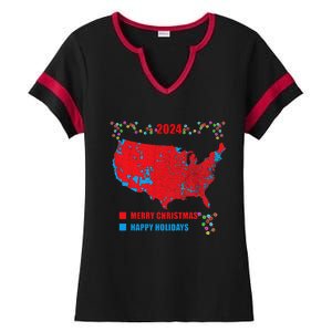 2024 Electoral Map Merry Christmas Trump Landslide Holiday Ladies Halftime Notch Neck Tee