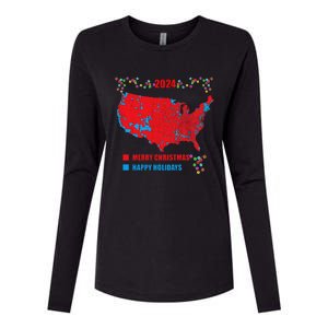 2024 Electoral Map Merry Christmas Trump Landslide Holiday Womens Cotton Relaxed Long Sleeve T-Shirt