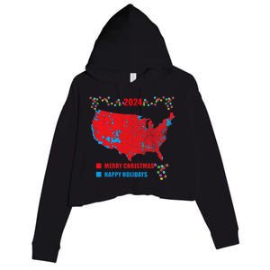 2024 Electoral Map Merry Christmas Trump Landslide Holiday Crop Fleece Hoodie